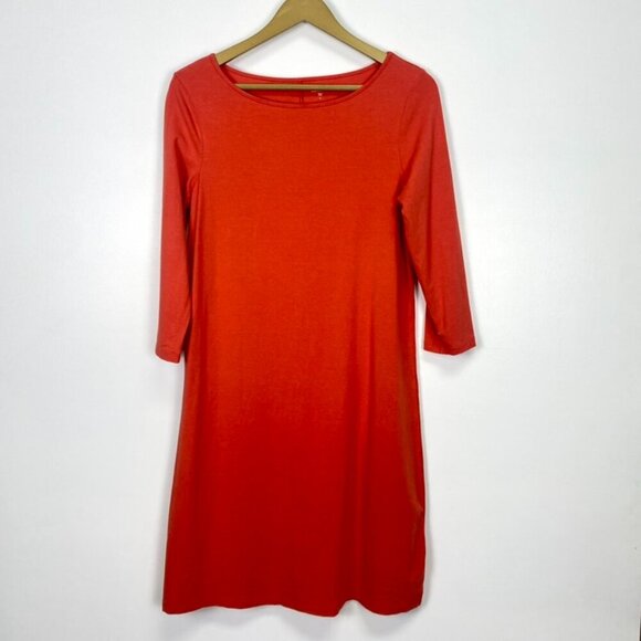 Garnet Hill Coral 3/4 Sleeve Shift Dress - Picture 2 of 12